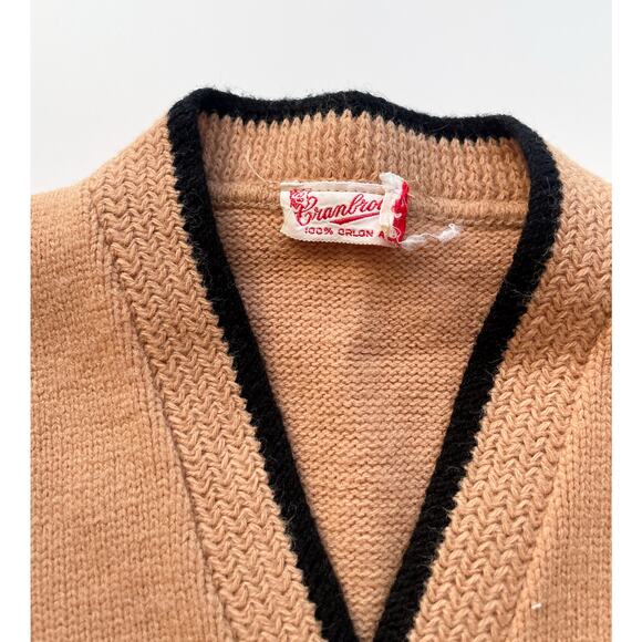 Kid's Vintage Cranbrook Jr. Tan and Black Button Down Cardigan Size 6/7 - Picture 9 of 9